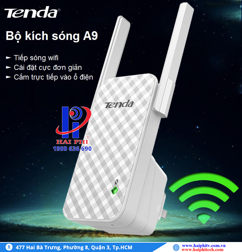 Bộ kích súng Wifi Tenda A9 N300Mbps